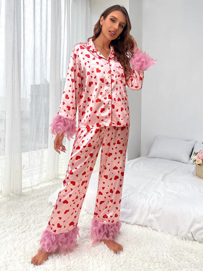 Lässiger Pyjama mit Valentinstags-Print und süßem Liebesmotiv 