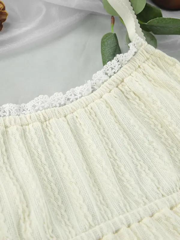 Close-up of lace camisole detail