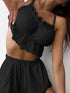Black lace camisole shorts pajamas set