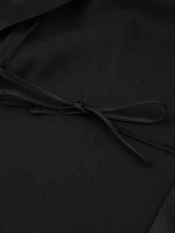 Black nightgown fabric with tied bow detail