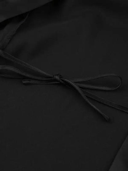 Black nightgown fabric with tied bow detail