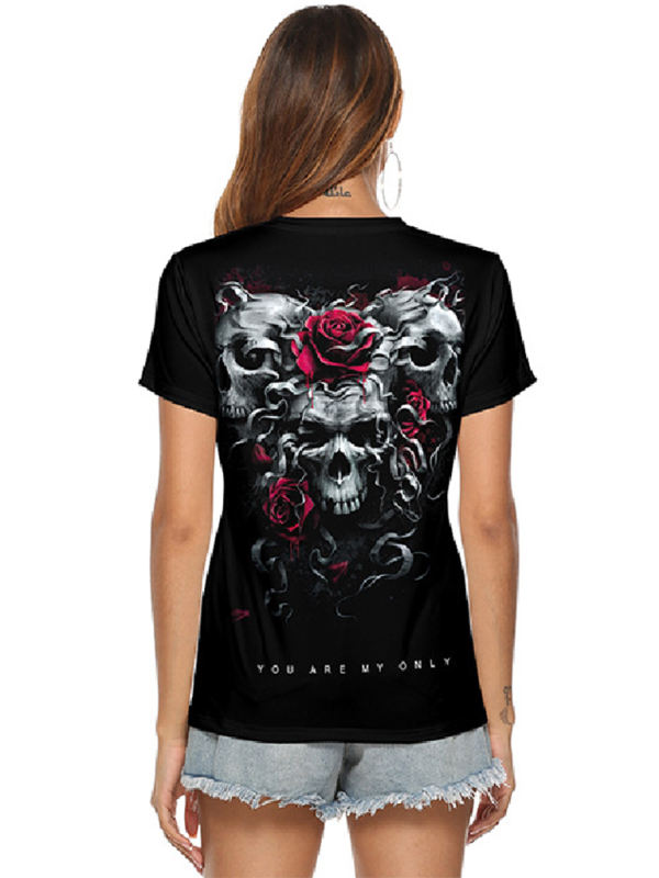 Skeleton Hand Print V-Neck Women&