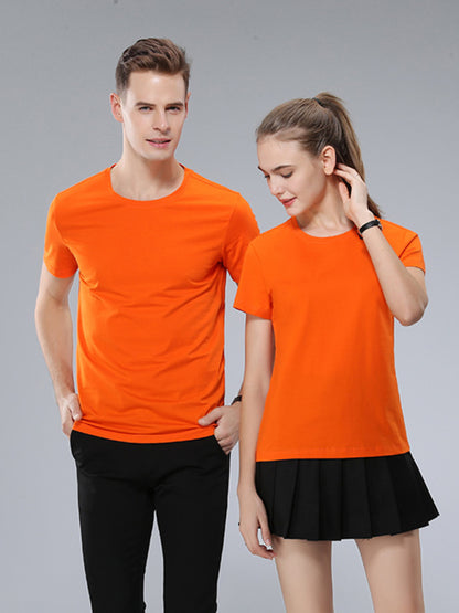 Simple, casual, solid color short-sleeved T-shirts for men and women