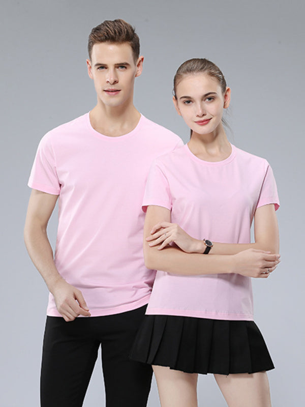 Simple, casual, solid color short-sleeved T-shirts for men and women