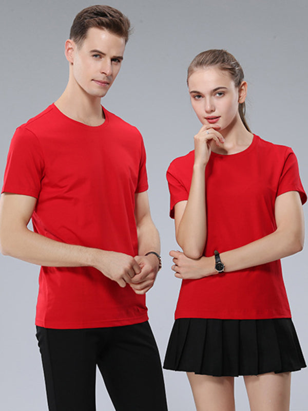 Simple, casual, solid color short-sleeved T-shirts for men and women