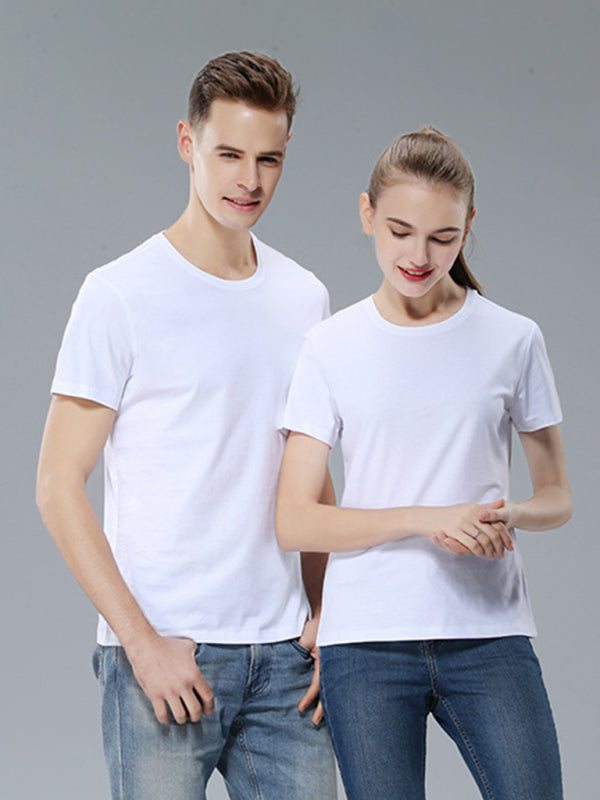 Simple, casual, solid color short-sleeved T-shirts for men and women