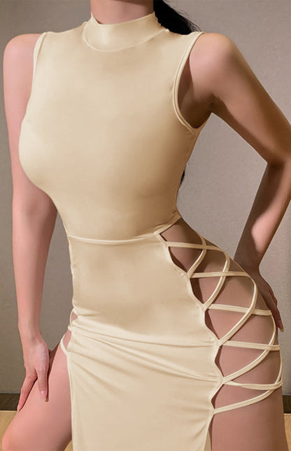 Sexy Sommer-Trägerkleid mit hohem Schlitz 