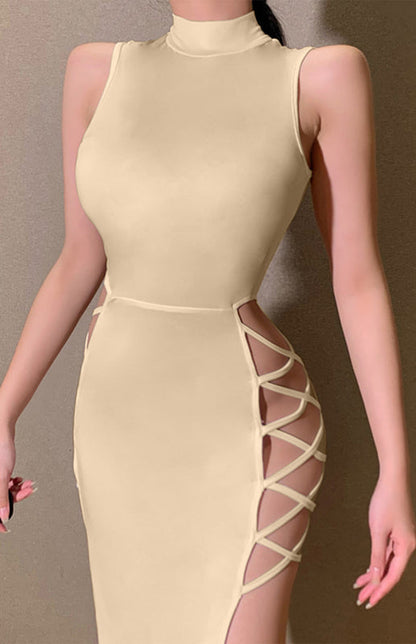 Sexy Sommer-Trägerkleid mit hohem Schlitz 