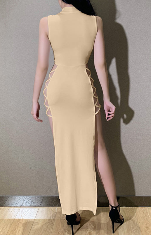 Sexy Sommer-Trägerkleid mit hohem Schlitz 