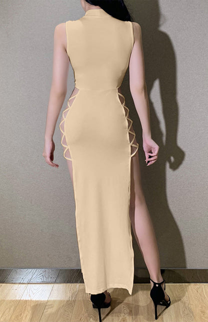 Sexy Sommer-Trägerkleid mit hohem Schlitz 