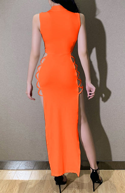 Sexy Sommer-Trägerkleid mit hohem Schlitz 