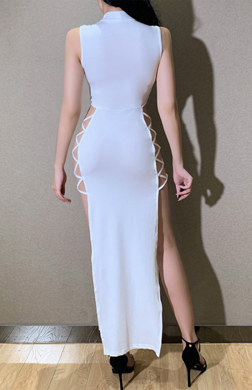 Sexy Sommer-Trägerkleid mit hohem Schlitz 