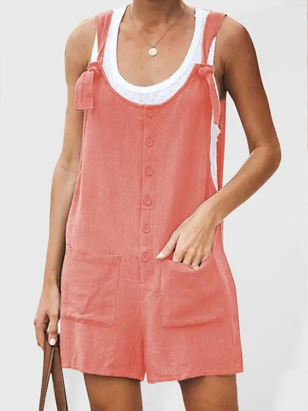 Coral Ladies Daisy Cotton Linen Bib Shorts