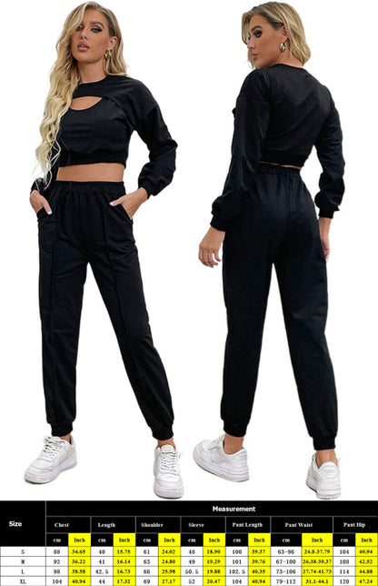 Ladies Fashion Hollow Sports Casual Suit