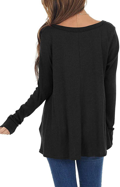 V-Neck Long-Sleeved Loose Bottoming Shirt