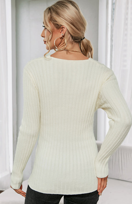 Pull croisé à col en V pour femme 