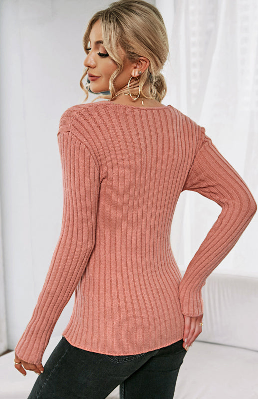 Pull croisé à col en V pour femme 