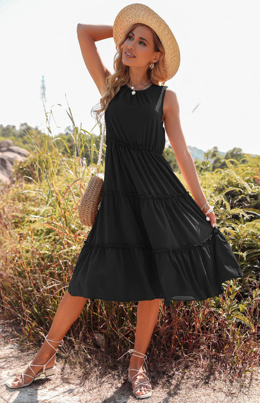 Ärmelloses Tank-Top-Kuchenkleid für Damen, Midikleid