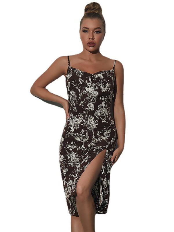 Damen-Slipkleid mit sexy Seitenschlitz-Print 