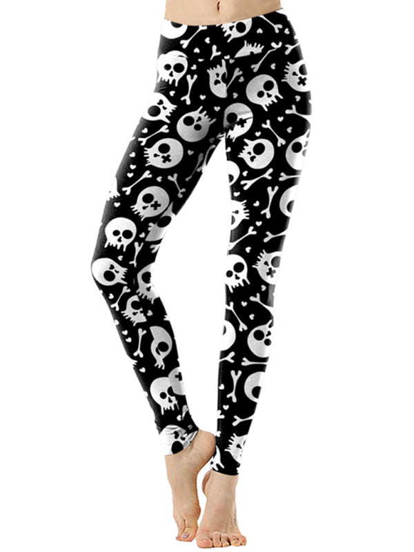 Skull Print Yoga Leggings for Women