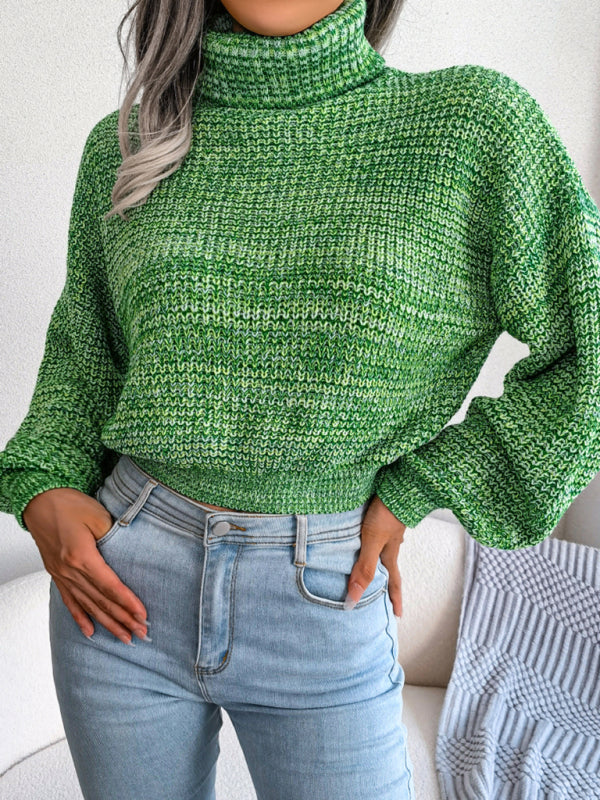 Damen-Strickpullover Lantern mit langen Ärmeln und Stehkragen 