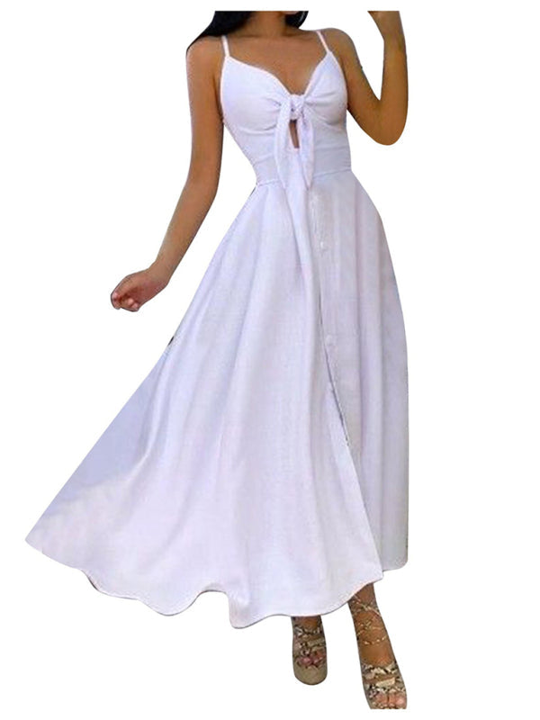Robe longue à lacets pour femmes, entièrement florale, Sexy, col licou 