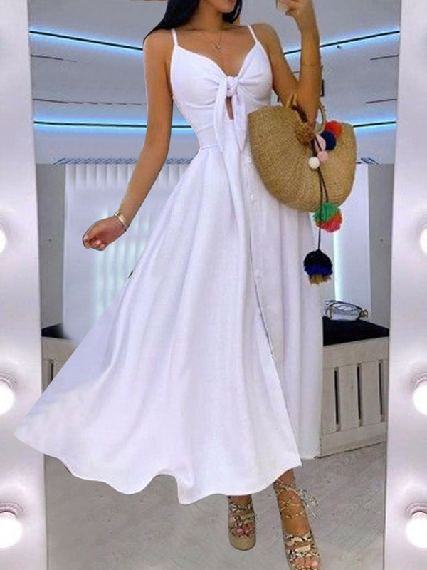 Robe longue à lacets pour femmes, entièrement florale, Sexy, col licou 