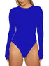 Blue long-sleeved tight-fitting jumpsuit front view