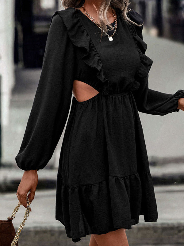 Kleid mit ausgehöhlten Rüschennähten für Damen