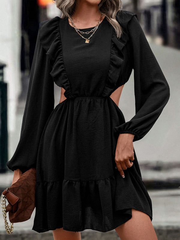 Kleid mit ausgehöhlten Rüschennähten für Damen