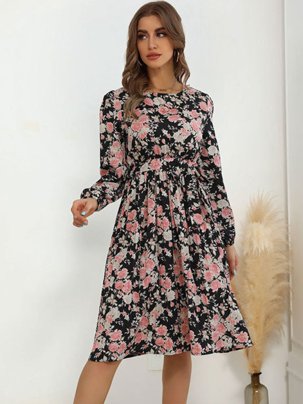 Floral Print Vintage Long Sleeve Dress