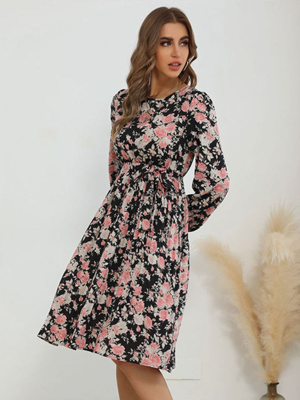 Floral Print Vintage Long Sleeve Dress