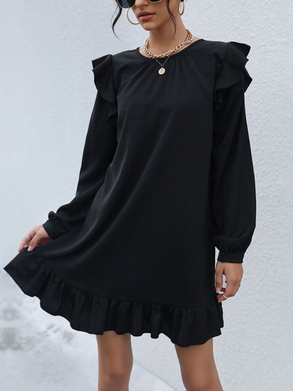 Modisches, langärmeliges, wildes Kleid für Damen 