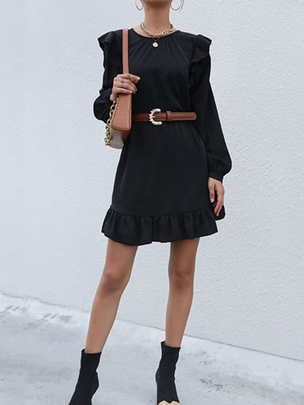 Modisches, langärmeliges, wildes Kleid für Damen 