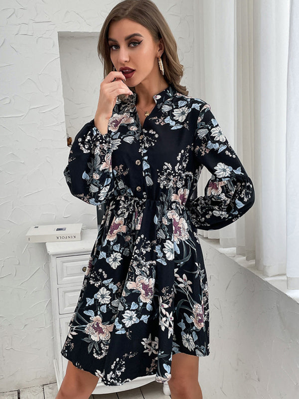 Langärmliges Kleid mit Blumendruck für Damen