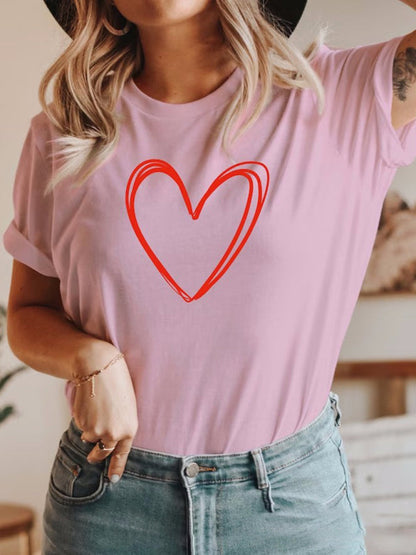 Damen-T-Shirt mit Rundhalsausschnitt und Love-Print 