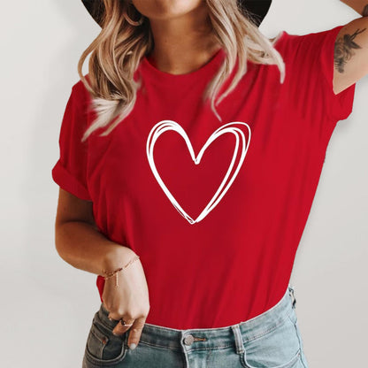 T-shirt à col rond imprimé Love pour femmes 