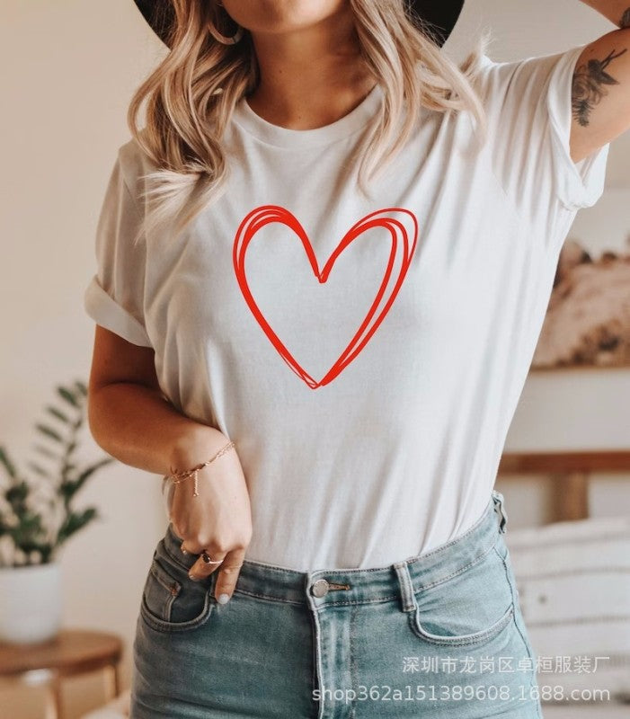 Damen-T-Shirt mit Rundhalsausschnitt und Love-Print 