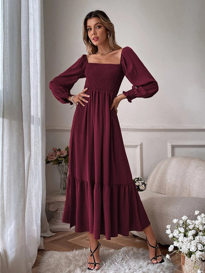 Fashion Hollow Outer Neck Long Sleeve Pullover Dress