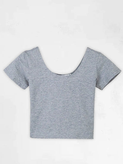 T-shirt moulant à manches courtes pour femmes, en coton, coupe nombril, haut court, slim, taille haute 