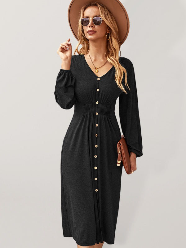 Taillenschlankmachendes A-Linien-Rock, V-Ausschnitt, elastisches, elastisches, sexy Kleid