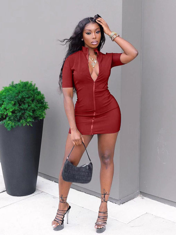 Neues einfarbiges T-Shirt, schlankes, sexy, mehrfarbiges Kleid