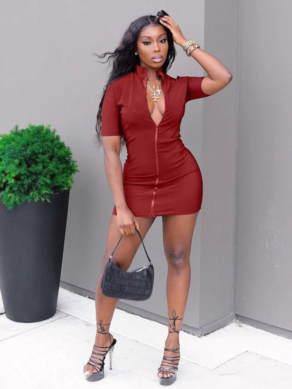 New Solid Color T-Shirt Slim Sexy Multicolor Dress