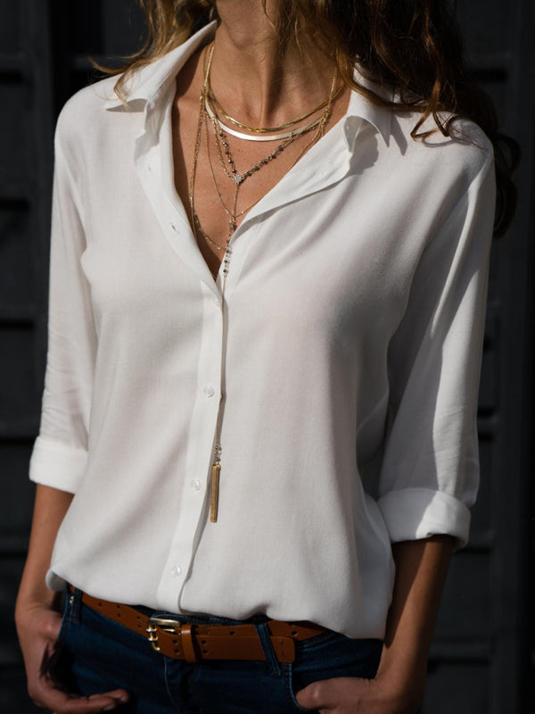 Chic Lapel Collar Self Design Polyester Women&