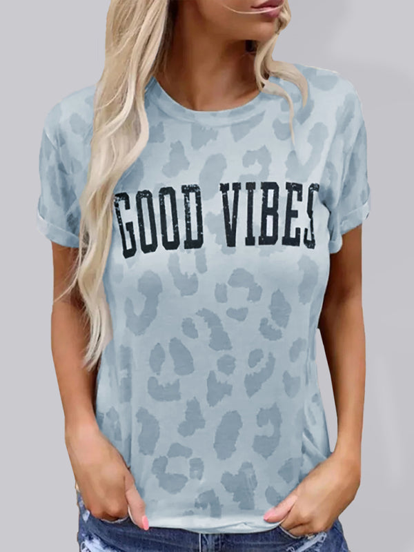Kurzärmliges Damen-T-Shirt mit Leopardenmuster 