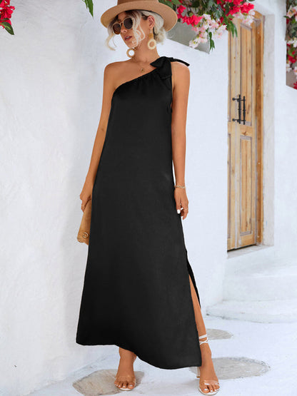 New Sexy Elegant Slanted Shoulder Strap Dress