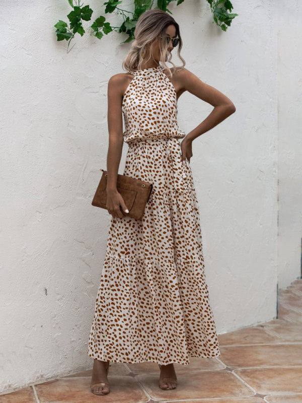 Nouvelle robe à nouer à col licou imprimé à pois 