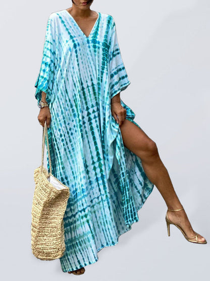 Strandblusenkleid aus Baumwolle mit Print, Urlaubssonnenschutzhemd, Bikinibluse, Urlaubskleid 