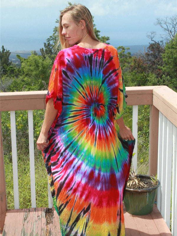 Strandblusenkleid aus Baumwolle mit Print, Urlaubssonnenschutzhemd, Bikinibluse, Urlaubskleid 