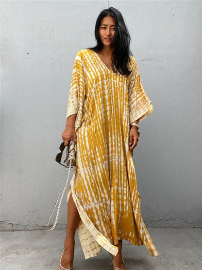 Strandblusenkleid aus Baumwolle mit Print, Urlaubssonnenschutzhemd, Bikinibluse, Urlaubskleid 